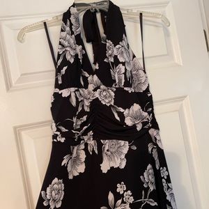 Black house white market halter maxi dress